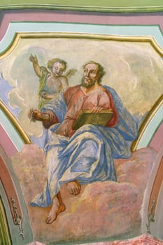 Saint Matthew the Evangelist, fresco in the parish church of the Assumption of the Virgin Mary in Oroslavlje, Croatia
