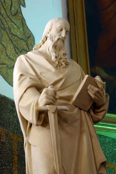 Saint Paul the Apostle, a statue on the main altar of St. Peter's Church in Zagreb, Croatia
