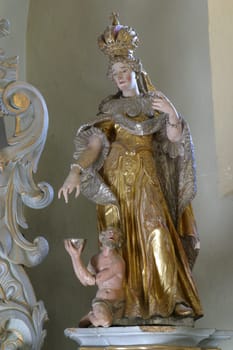 St. Elizabeth statue on the main altar at St. Catherine of Alexandria Church in Samarica, Croatia