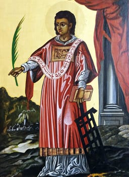 Saint Lawrence of Rome altarpiece in the Saint Lawrence church in Kleinostheim, Germany