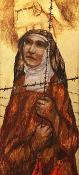 Saint Edith Stein by Sieger Koder, altar of women in St. Stephen's church in Wasseralfingen, Germany