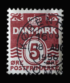 Stamp printed in Denmark shows Figure wave type, Wavy Lines  series, circa 1938