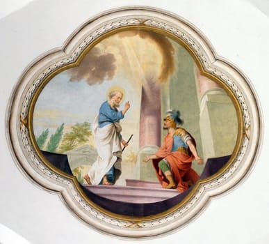 Scenes from the life of St. Peter, the frescoes on the ceiling of the monastery church of St. John in Ursberg, Germany