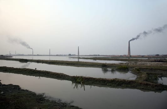 Brick field in Sarberia, West Bengal, India