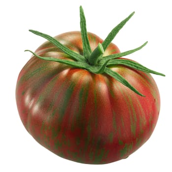 Berkeley Tie Dye Heart heirloom striped bicolor tomato isolated