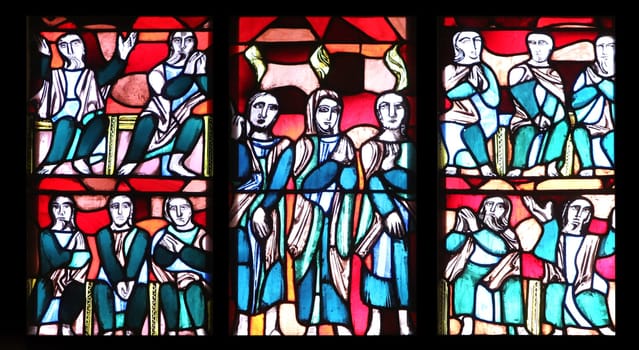 Stained glass window in Basilica of St. Vitus in Ellwangen, Germany