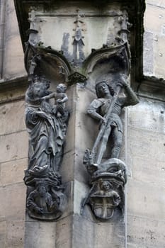 Virgin Mary with baby Jesus and Saint George, Collegiate Church of St. George in Tubingen, Germany