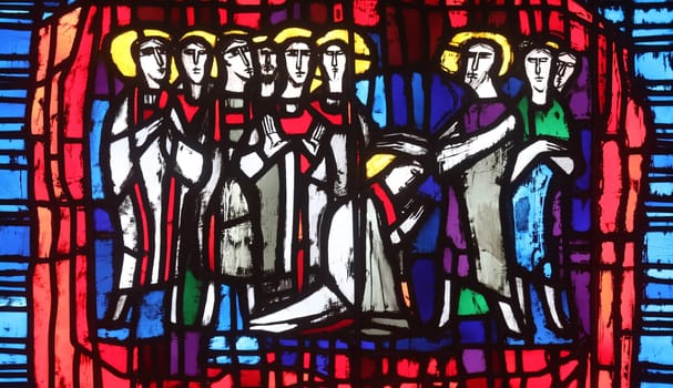 Stained glass window in the parish church of St. Stephen in Wasseralfingen, Germany