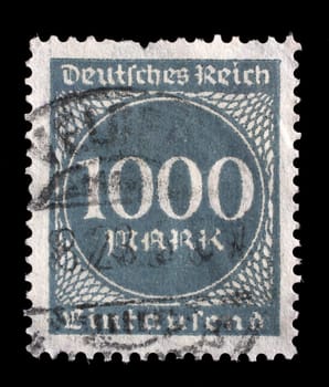 Stamp printed in Germany shows numeric value, circa 1923.