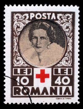 Stamp printed in Romania shows Queen Helene for Red Cross, circa 1945.