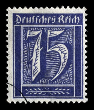 Stamp printed in Germany shows numeric value, circa 1921.