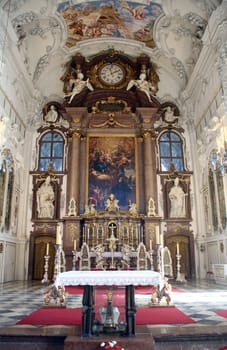 Main altar, Saint Benedict basilica in the famous Benediktbeuern abbey, Germany