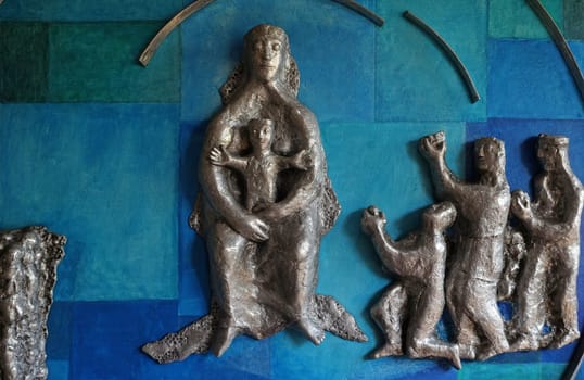 Adoration of the Magi relief by Maria Munz-Natterer in the Erscheinung des Herrn church in Munchen Blumenau, Germany