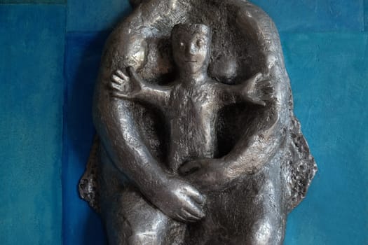 Baby Jesus, Adoration of the Magi relief by Maria Munz-Natterer in the Erscheinung des Herrn church in Munchen Blumenau, Germany