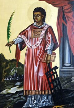 Saint Lawrence of Rome altarpiece in the Saint Lawrence church in Kleinostheim, Germany