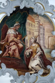 Fresco on the ceiling of the Church of Our Lady of Sorrows in Rosenberg, Germany