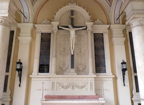 Catholic graves tombstones, Mirogoj cemetery in Zagreb, Croatia