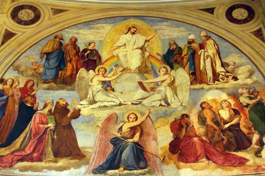 Last Judgment, fresco in the  St. Elizabeth of Hungary church, Paris
