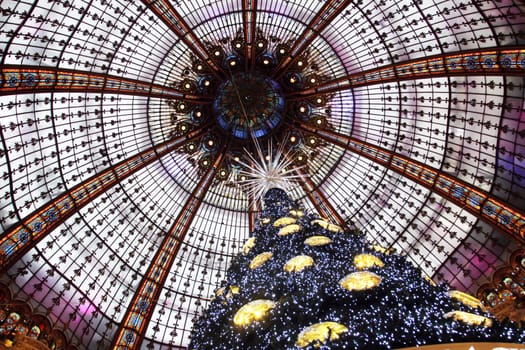 Christmas tree at Galeries Lafayette, Paris, France