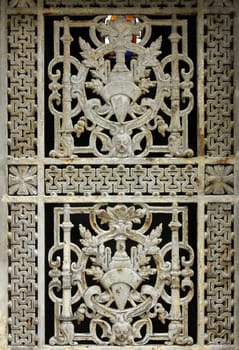 Ornate tomb door at Pere Lachaise cemetery, Paris