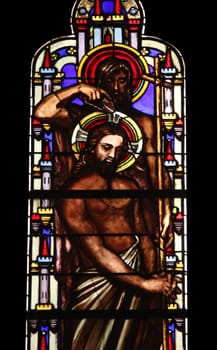 Baptism of the Lord, stained glass window from Saint Germain-l'Auxerrois church, Paris