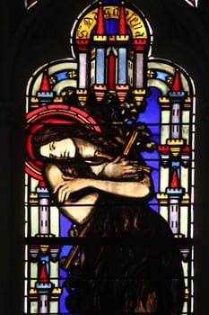 Saint Mary Magdalene, stained glass window from Saint Germain-l'Auxerrois church, Paris