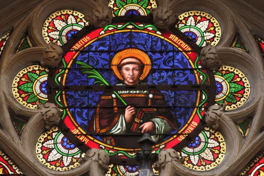 Saint Vincent, stained glass window from Saint Germain-l'Auxerrois church, Paris