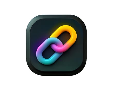 A vibrant and colorful digital supply chain icon featuring linked chains, isolated on white background, symbolizing connection, logistics, and management.