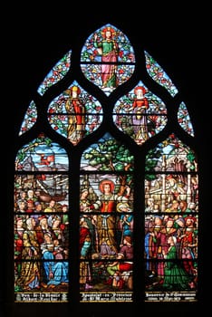Saint Mary Magdalene, stained glass, Saint Severin church, Paris, France