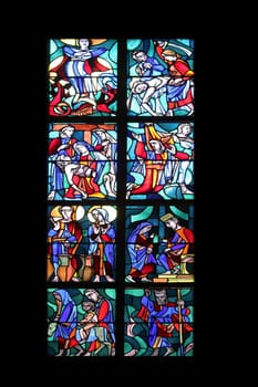 Stained glass window in Basilica of St. Vitus in Ellwangen, Germany