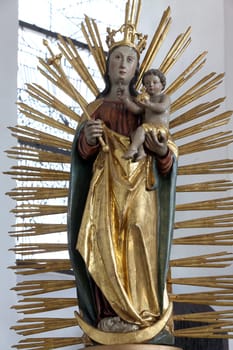 Virgin Mary with baby Jesus, Church of Our Lady of Sorrows in Rosenberg, Germany