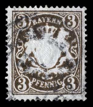 Stamp printed in Bayern shows Bayern coat of arms, circa 1867