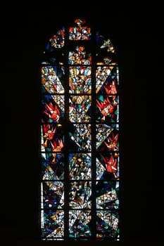 Stained glass window, Collegiate Church of St. George in Tubingen, Germany