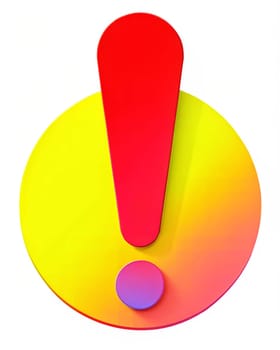 A vibrant exclamation mark sign icon on a circular background, isolated on white. Perfect for warning, alert, caution, and attention-related designs.