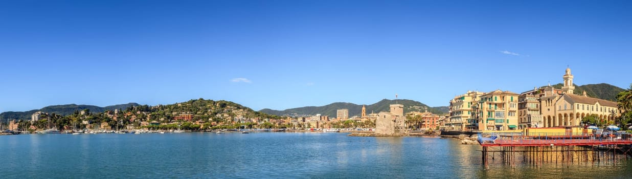Panoramic view of the town of Rapallo on the Italian Riviera