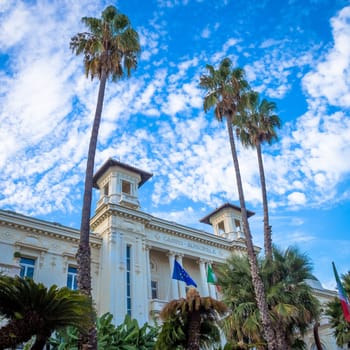 SANREMO, ITALY - CIRCA AUGUST 2020: view of the Sanremo Casino, one of the main landmarks of the city and Liguria Region