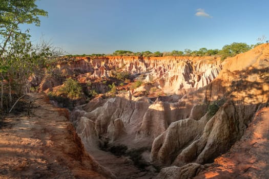 Marafa (Hell's kitchen) canyon cliffs in sunset light. Malindi, Kenya