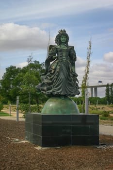 Lisbon, Portugal - September 17, 2006: Catherine of Braganza (17th-century Portuguese princess who married King Charles II of England) statue in city she loved and where she died.