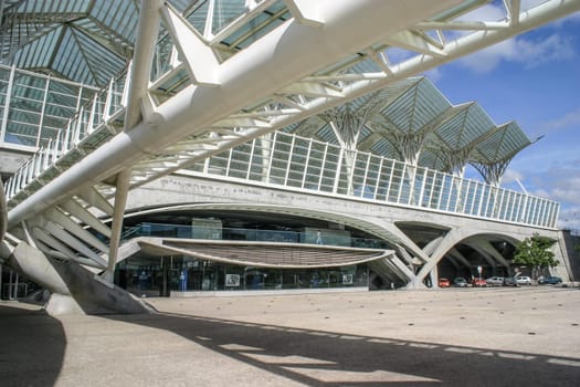 Lisbon, Portugal - September 17, 2006: Exterior of oriente tube Station, example of modern architecture in Lisbon.