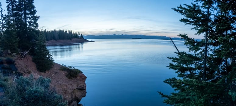 Sunrise over yellowstone lake in yellowstone national park