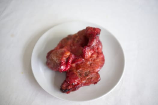 Roasted red pork on dish , THAI cuisine  , Chinese food