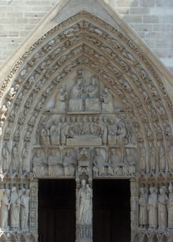 Notre Dame Cathedral, Paris. The Portal of the Virgin