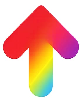 Rainbow gradient up arrow icon isolated on white background.