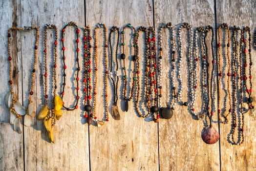 Souvenirs in the Amazon rainforest made from local nuts and animals near Iquitos, Peru
