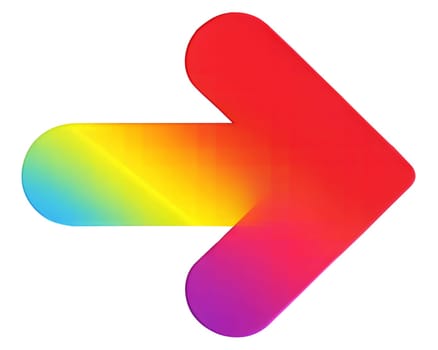 Rainbow gradient right arrow icon isolated on white background.