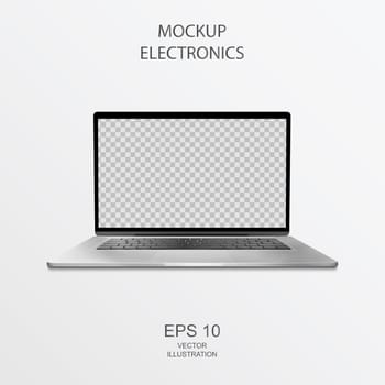 Laptop in Black, Silver and White with Reflection - Realistic Vector illustration