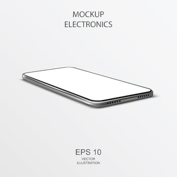 Smartphone in Black, Silver and White with Reflection - Realistic Vector illustration