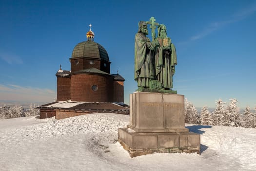 A snow covered landscape Czech Republic - Pustevny, Beskydy. High quality photo