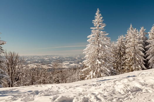 A snow covered landscape Czech Republic - Pustevny, Beskydy. High quality photo