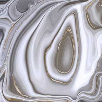 Beautiful realistic grey abstract marble agate with golden veins. Abstract marbling agate texture and shiny gold curves background. Horizontal fluid marbling effect. Illustration